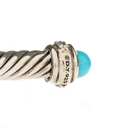 David Yurman Sterling Silver Diamond Turquoise 4mm Cable Classics Bracelet 3 of 3