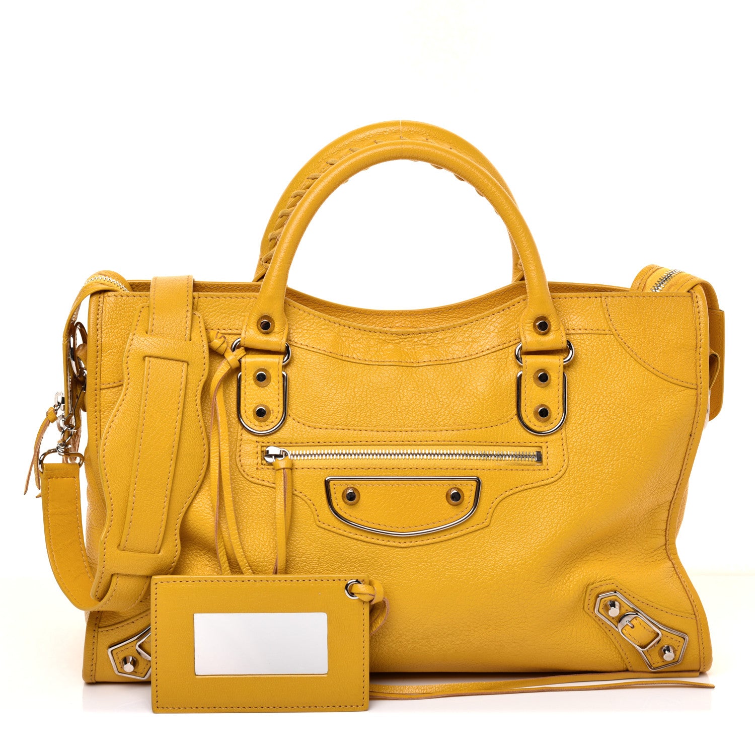 Balenciaga Chevre Silver Metallic Edge Hardware City Jaune Epi 1 of 10