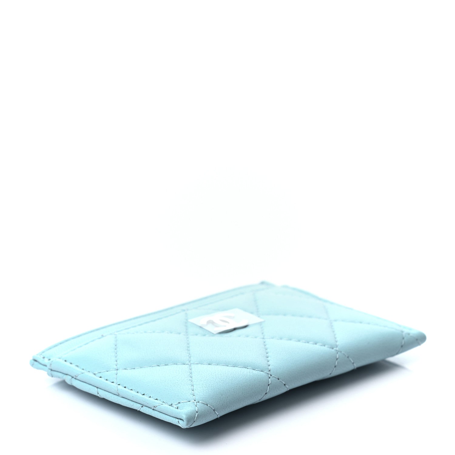 Chanel Lambskin Quilted Card Holder Neon Blue 8 of 16