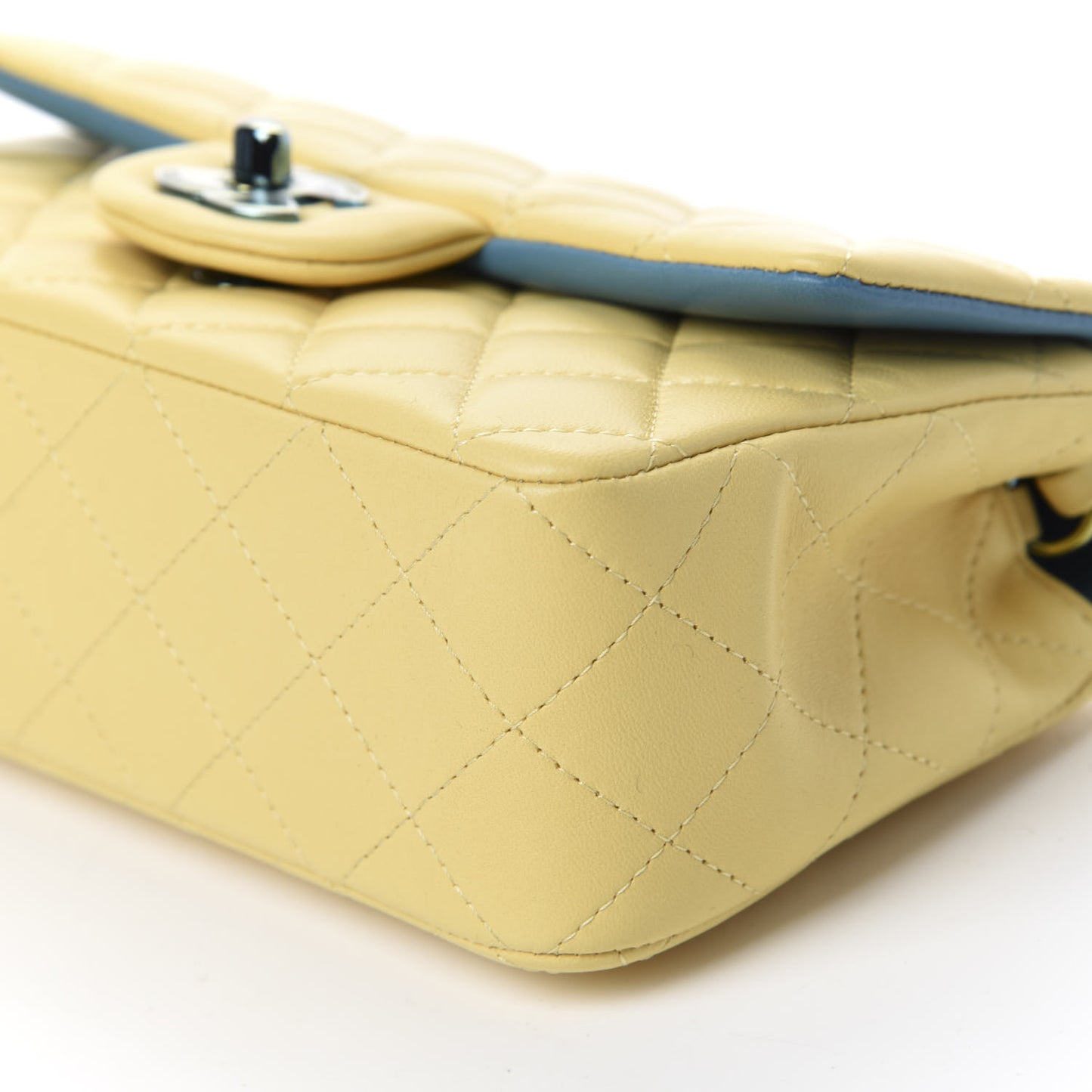 Lambskin Quilted Mini Rectangular Flap Yellow Blue
