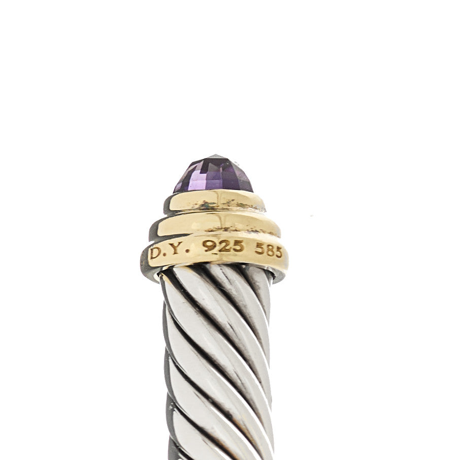 Sterling Silver 14K Yellow Gold Amethyst 5mm Cable Classics Petite Color Bracelet