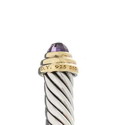 David Yurman Sterling Silver 14K Yellow Gold Amethyst 5mm Cable Classics Petite Color Bracelet 3 of 3