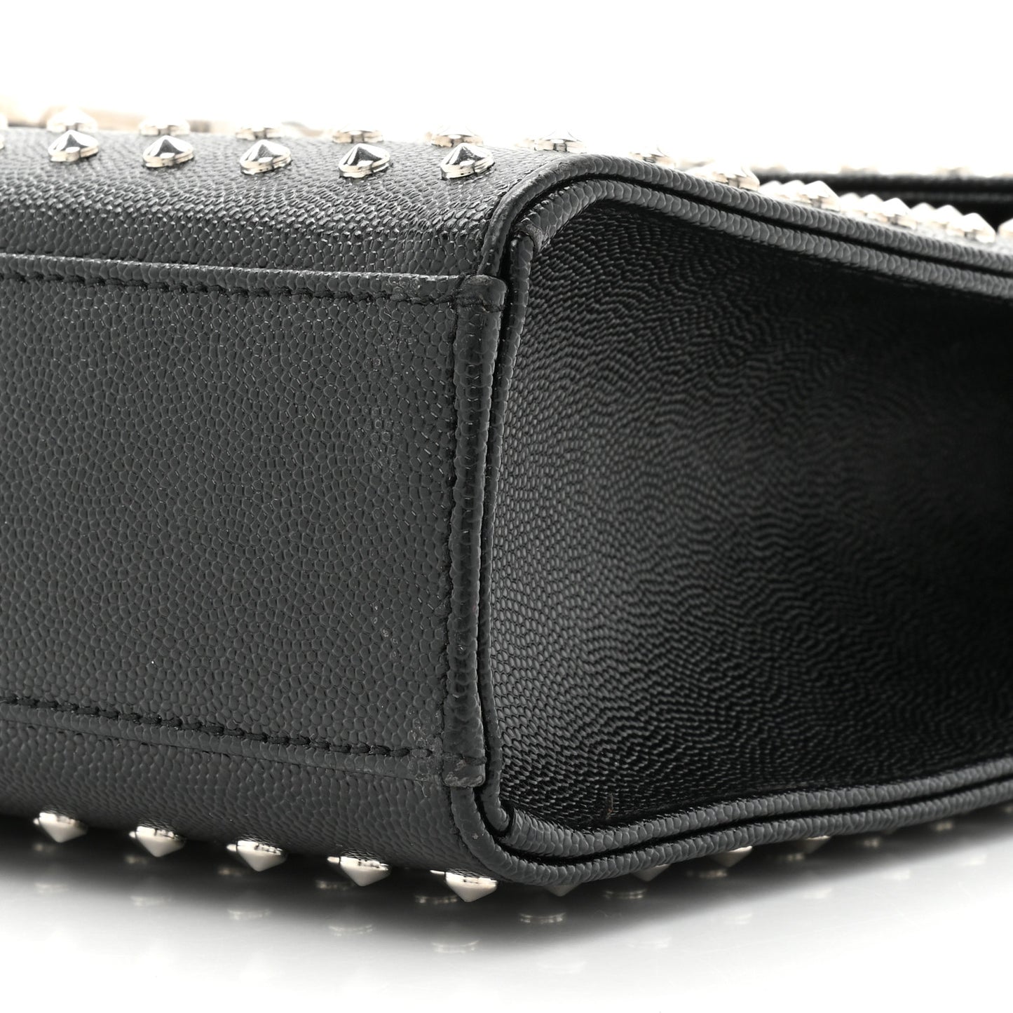 Grain de Poudre Matelasse Studded Large Monogram Satchel Black
