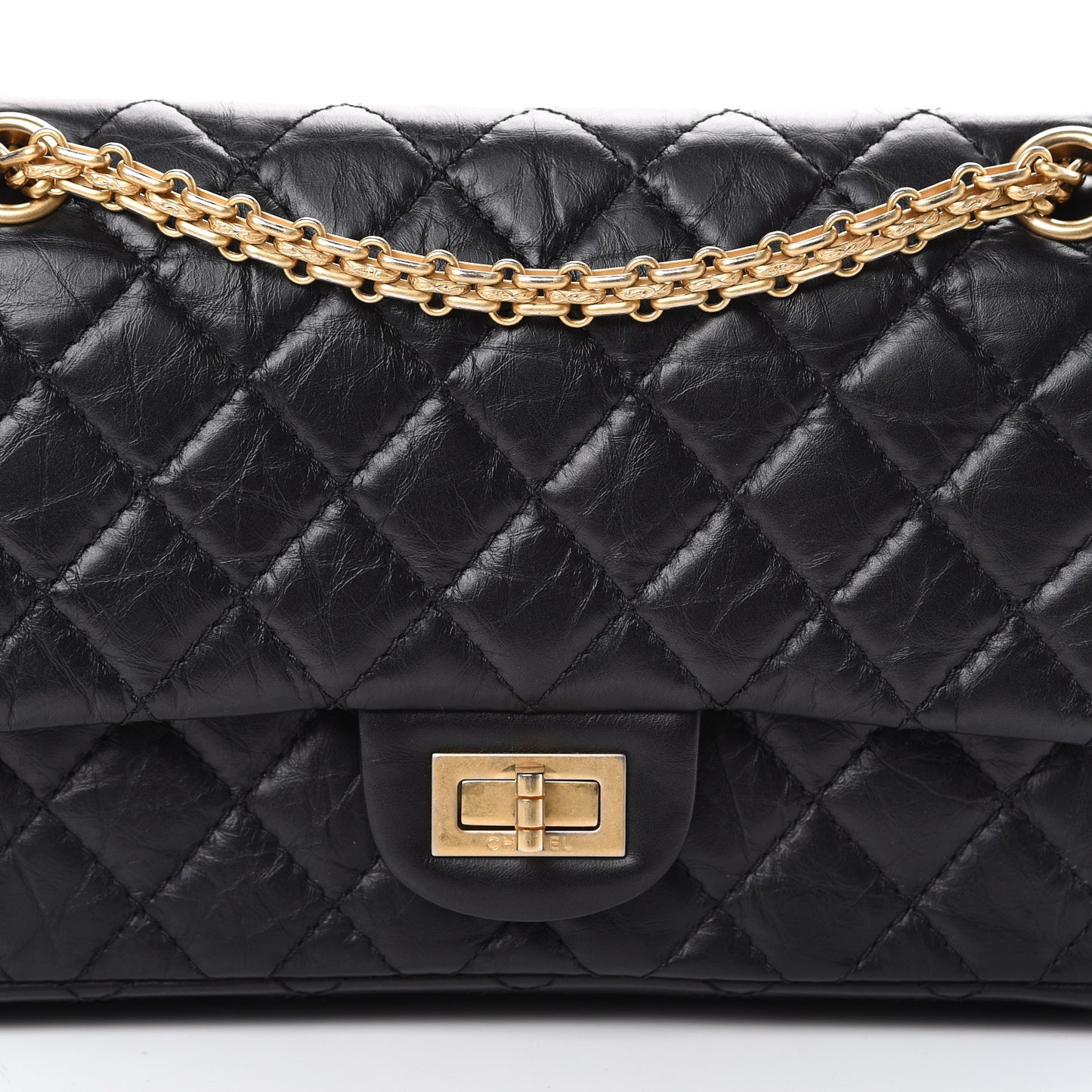 Aged Calfskin Quilted 2.55 Reissue 225 Flap Black