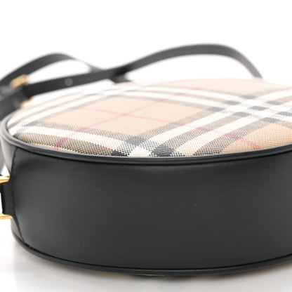 Burberry Vintage Check Canvas Calfskin Louise Bag Archive Beige Black 8 of 9
