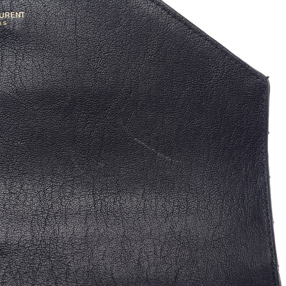 Saint Laurent Sheepskin Matelasse Chevron Monogram Medium College Bag Deep Marine 12 of 12