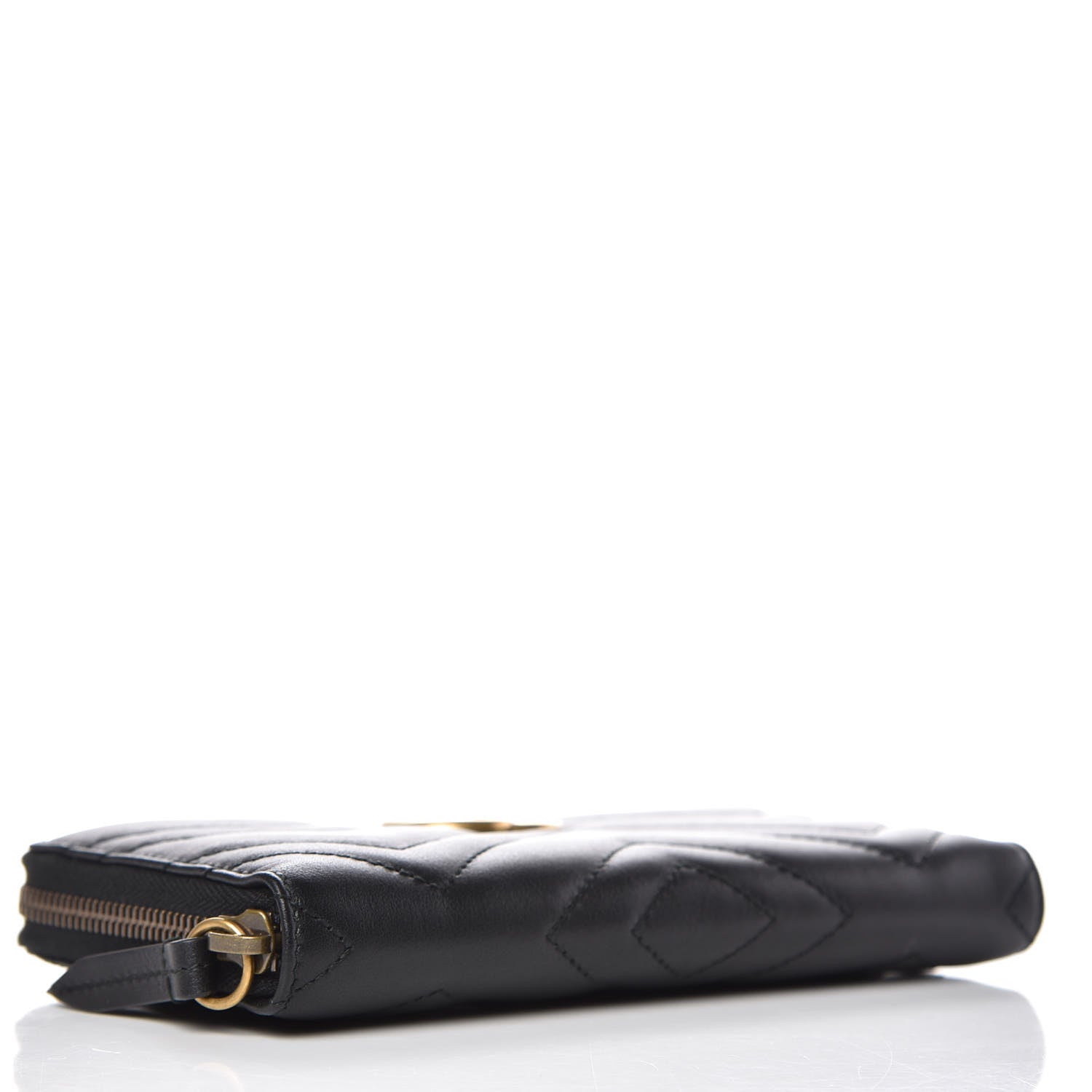 Gucci Calfskin Matelasse GG Marmont Zip Around Wallet Black 4 of 10