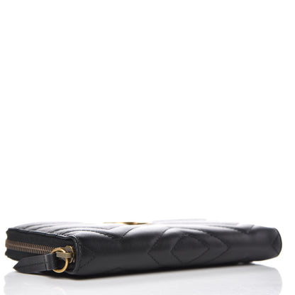 Gucci Calfskin Matelasse GG Marmont Zip Around Wallet Black 4 of 10