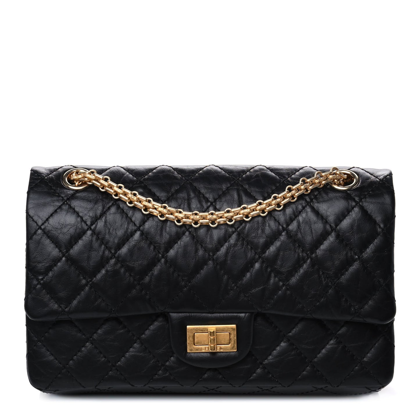 Aged Calfskin Quilted 2.55 Reissue 225 Flap Black