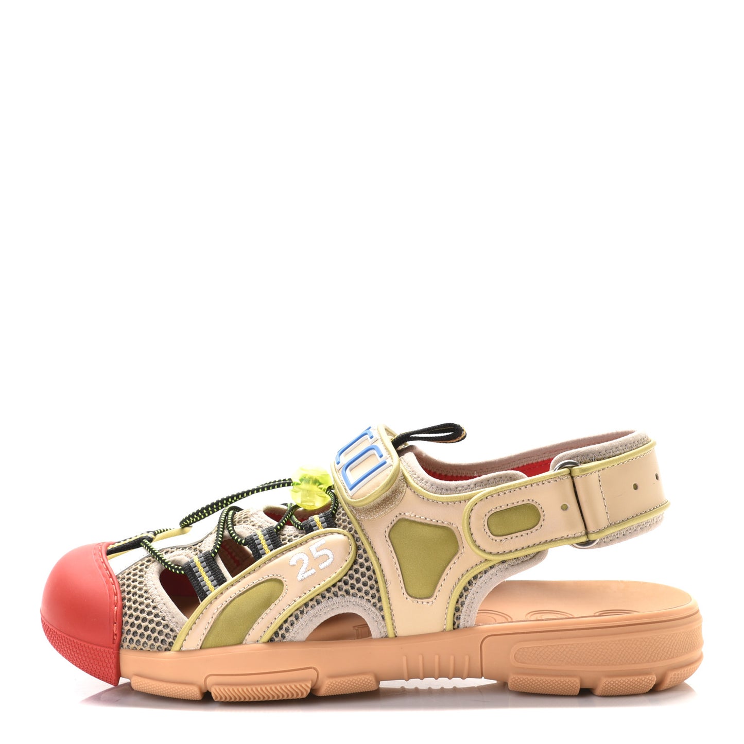 Mesh Fabric Tinsel Sport Sandals 36 Beige Red