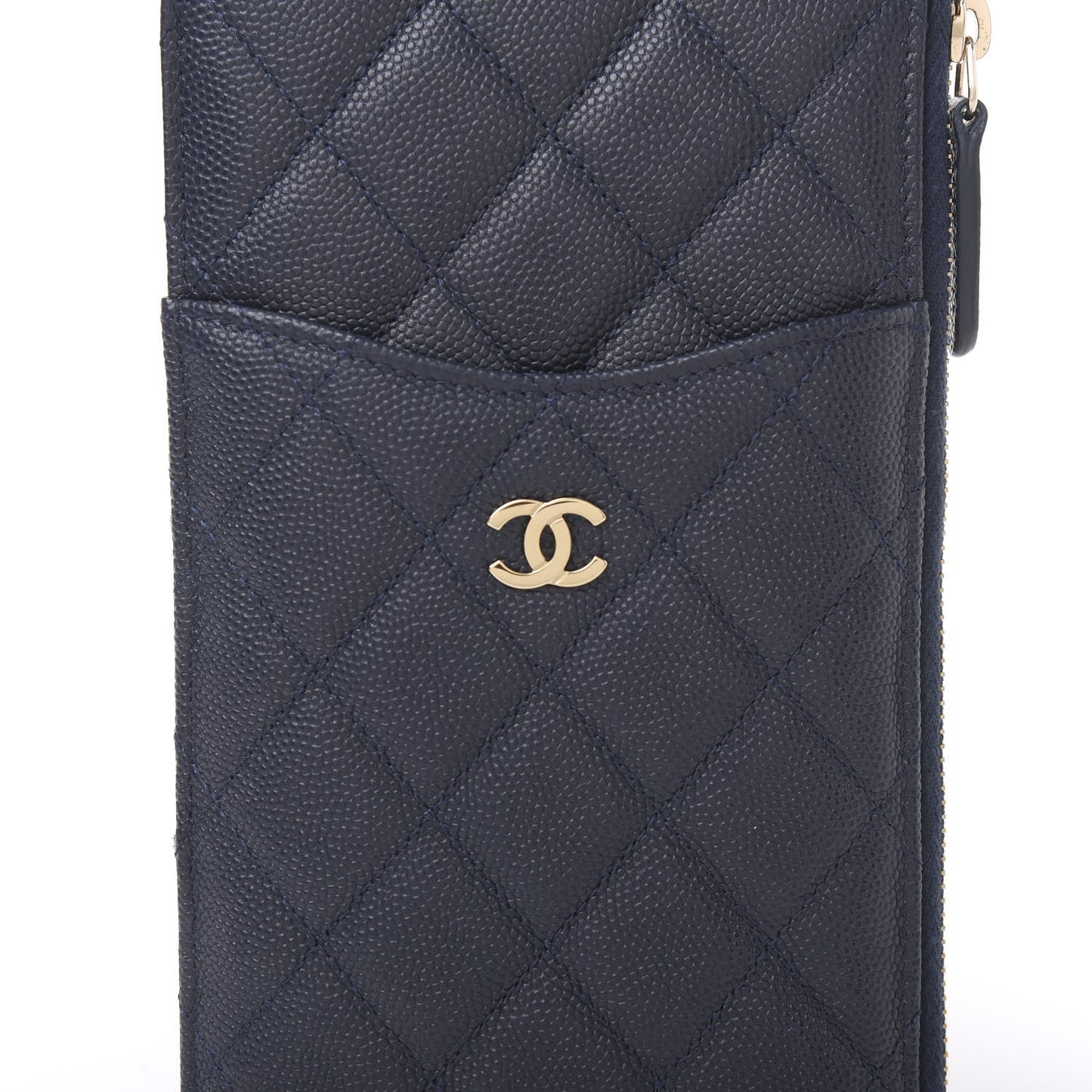 Caviar Quilted Classic Flat Wallet Pouch Blue