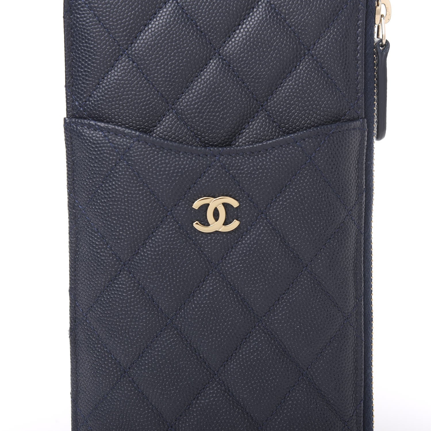 Chanel Caviar Quilted Classic Flat Wallet Pouch Blue 12 of 12