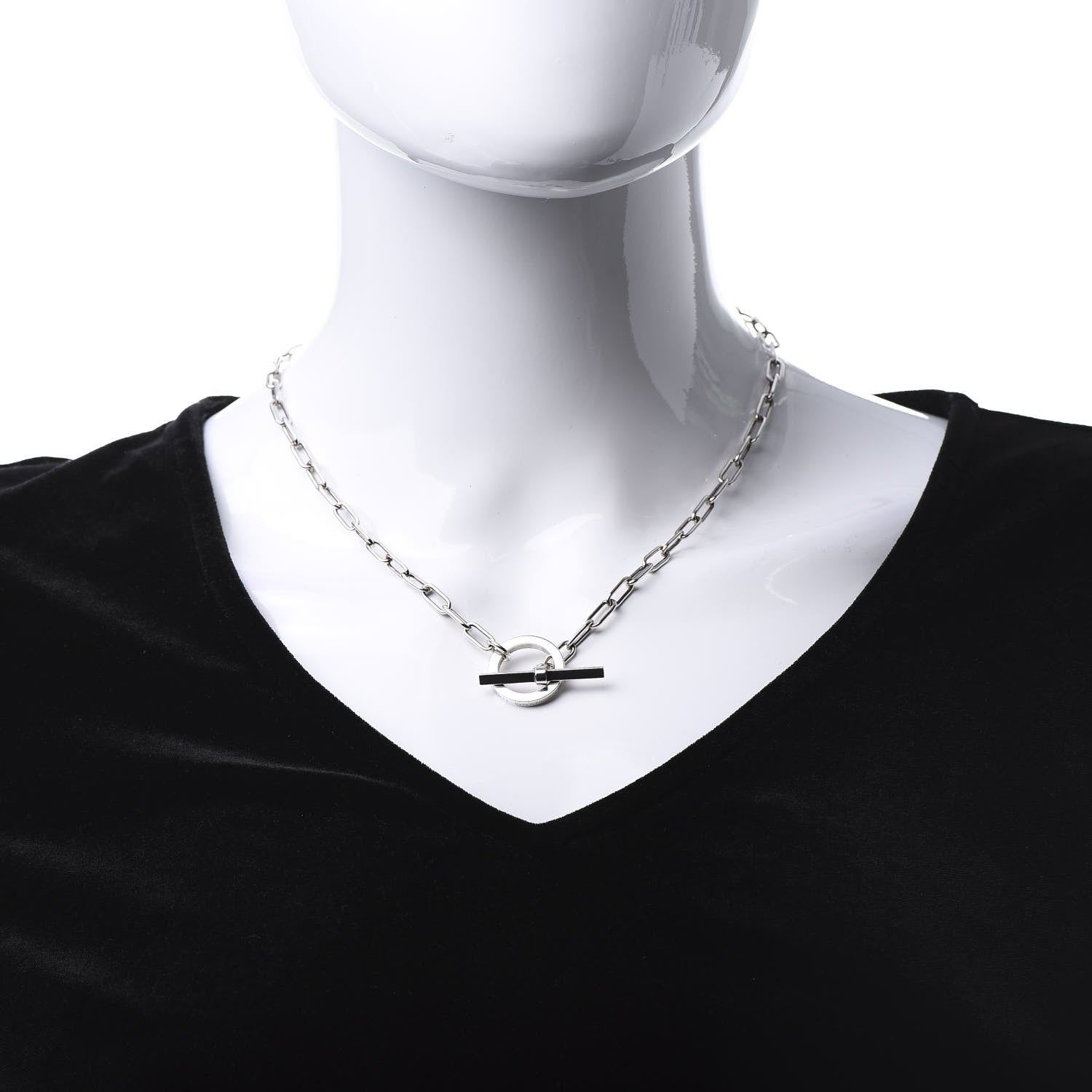 Hermes Sterling Silver Chain Toggle Necklace 2 of 6