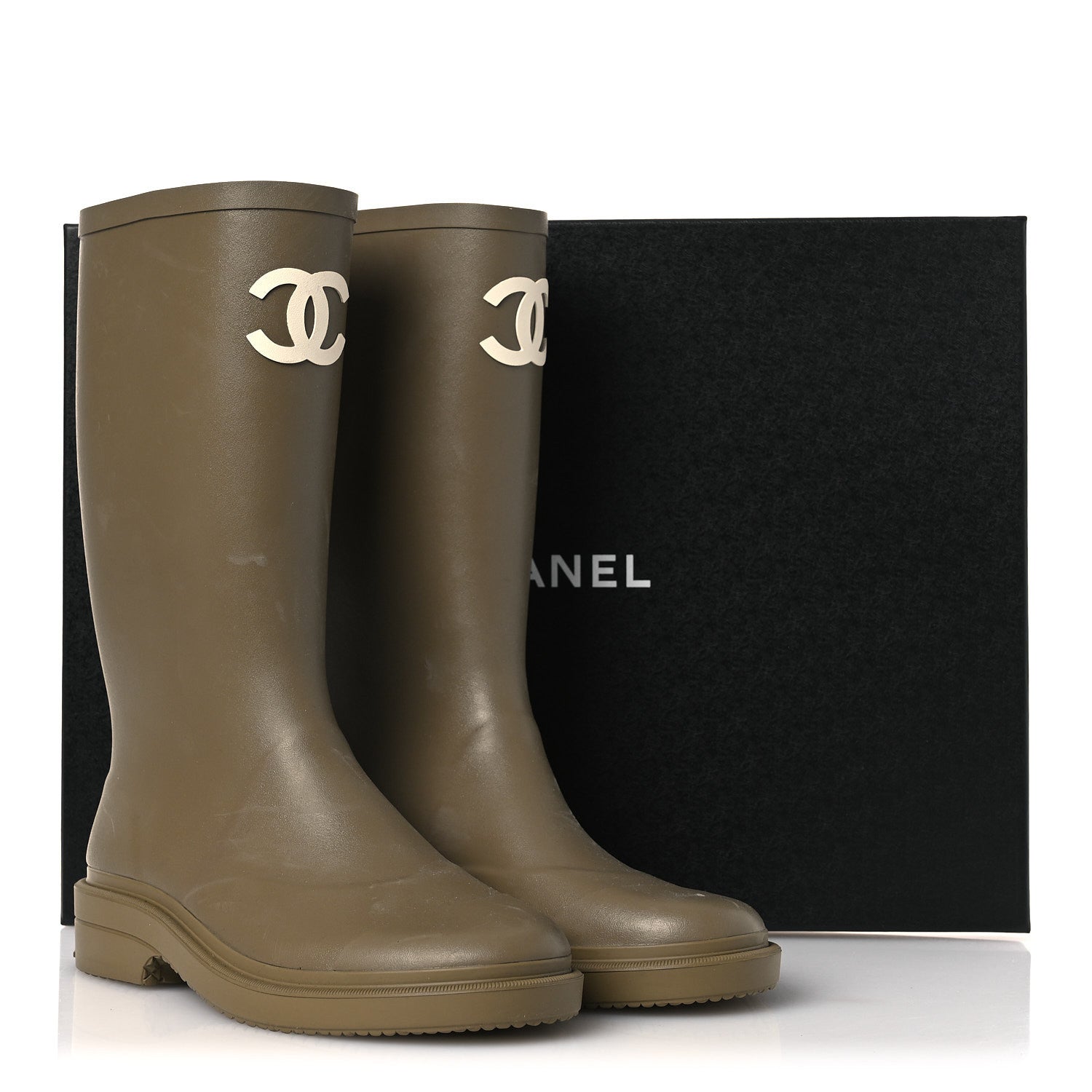 Chanel Caoutchouk CC High Boots 39 Dark Beige 14 of 14