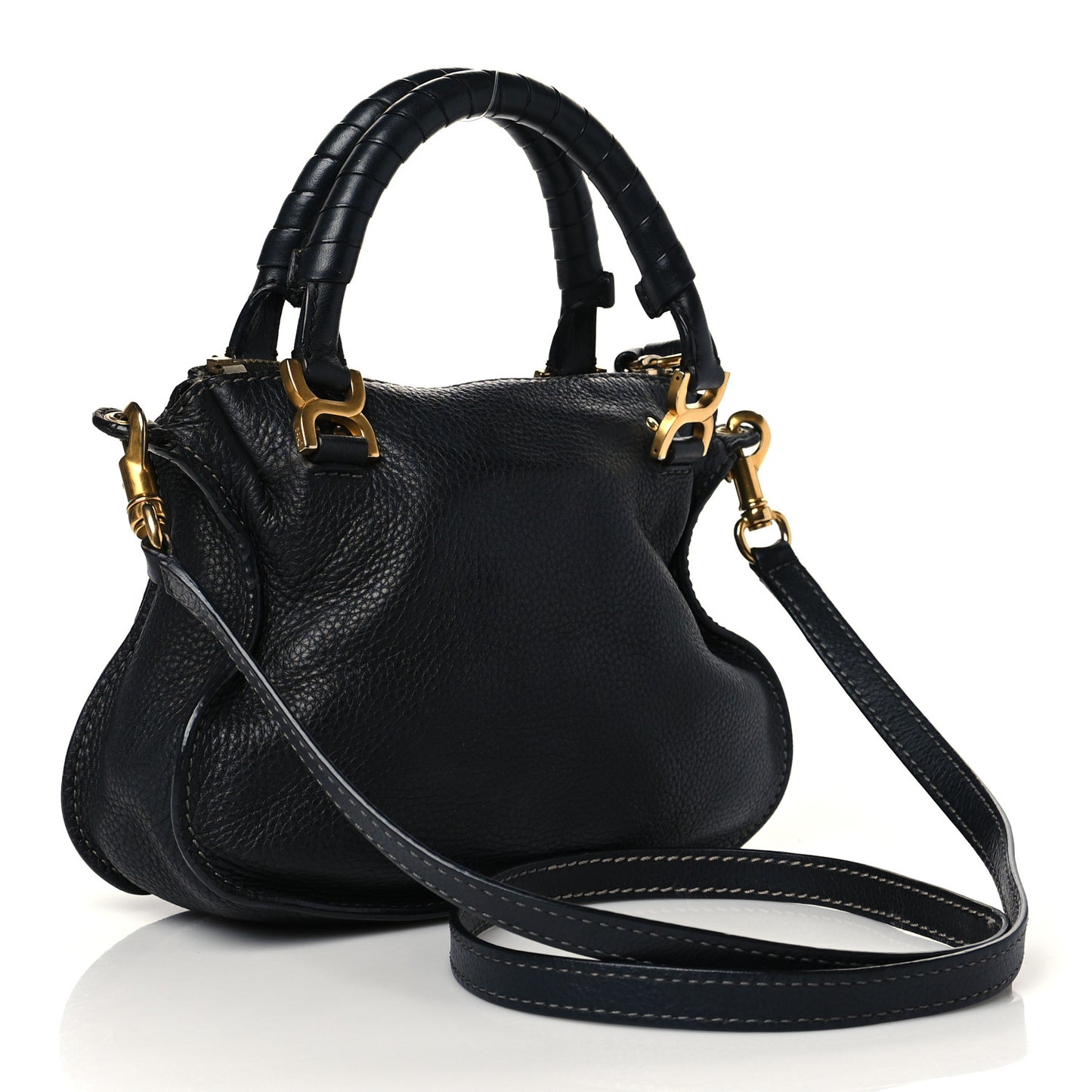 Calfskin Baby Marcie Satchel Black