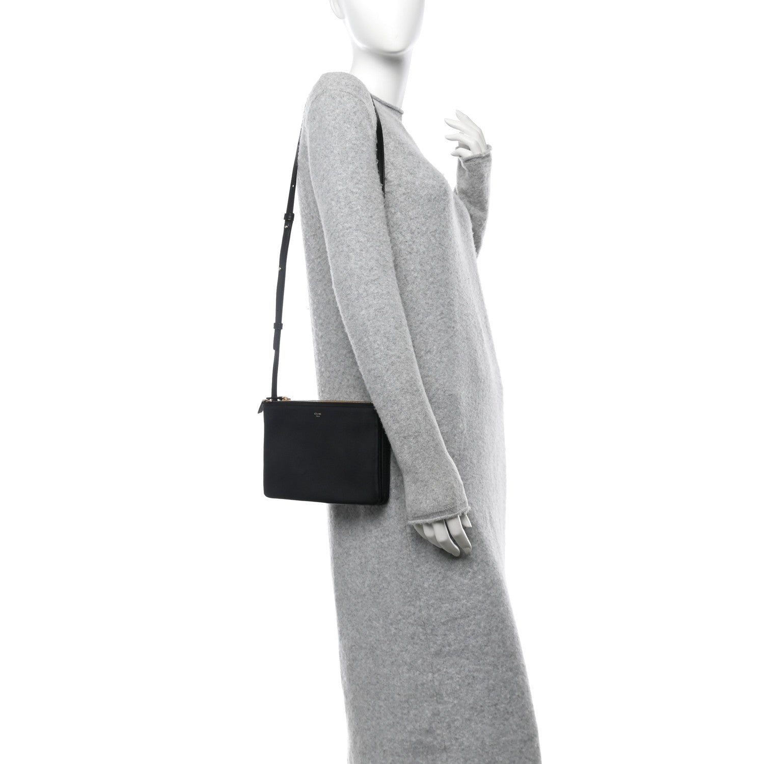 Celine Lambskin Small Trio Crossbody Bag Black 2 of 13