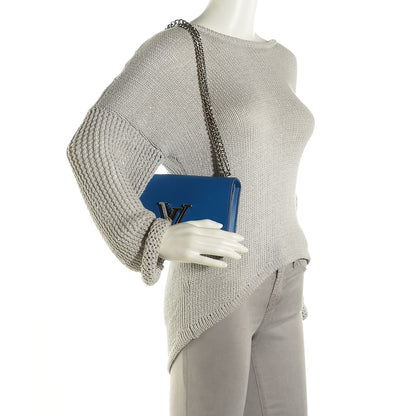 Louis Vuitton Calfskin Chain Louise MM Blue 2 of 7