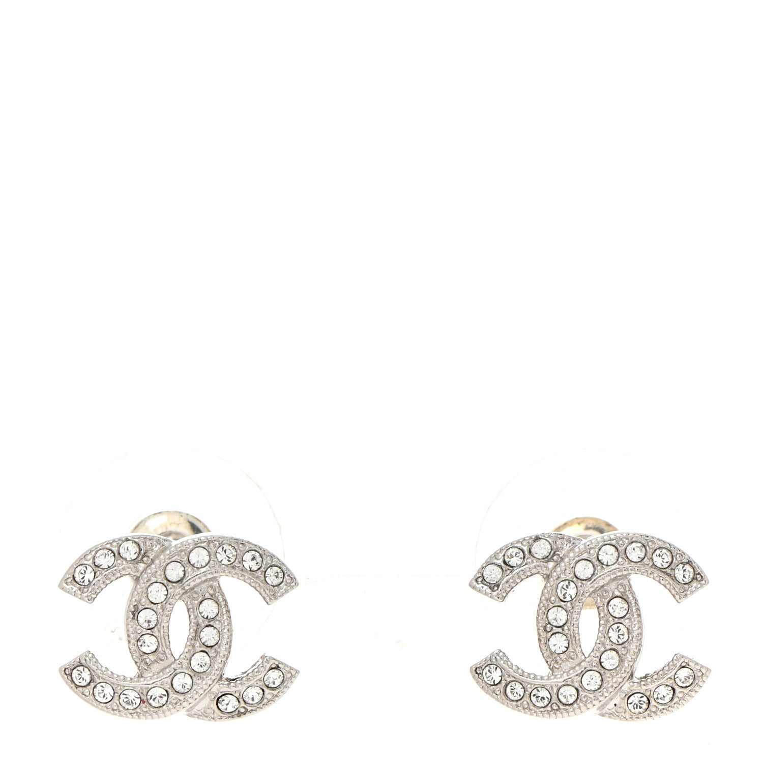 Chanel Crystal CC Earrings Silver 1 of 5