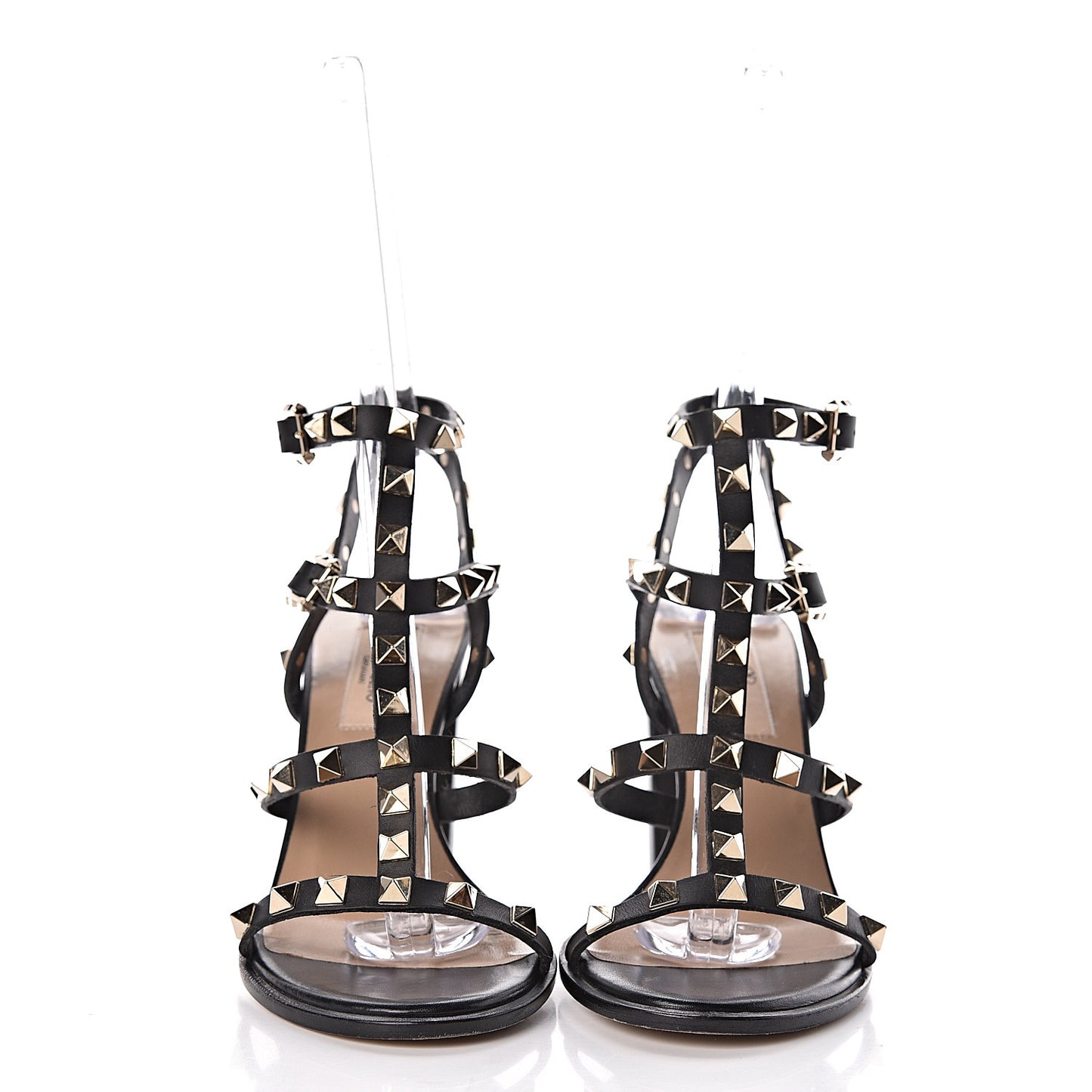 Calfskin Rockstud 90mm City Sandals 36 Black