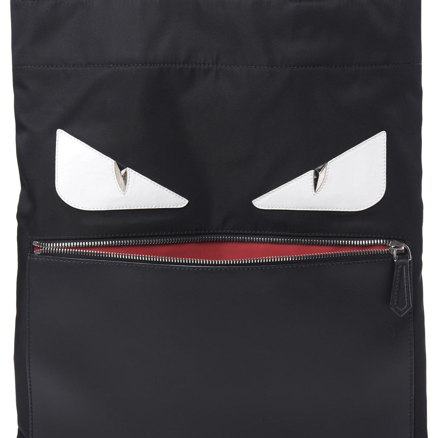 Nylon Vitello Liberty Century Monster Eyes Slim Tote Black White