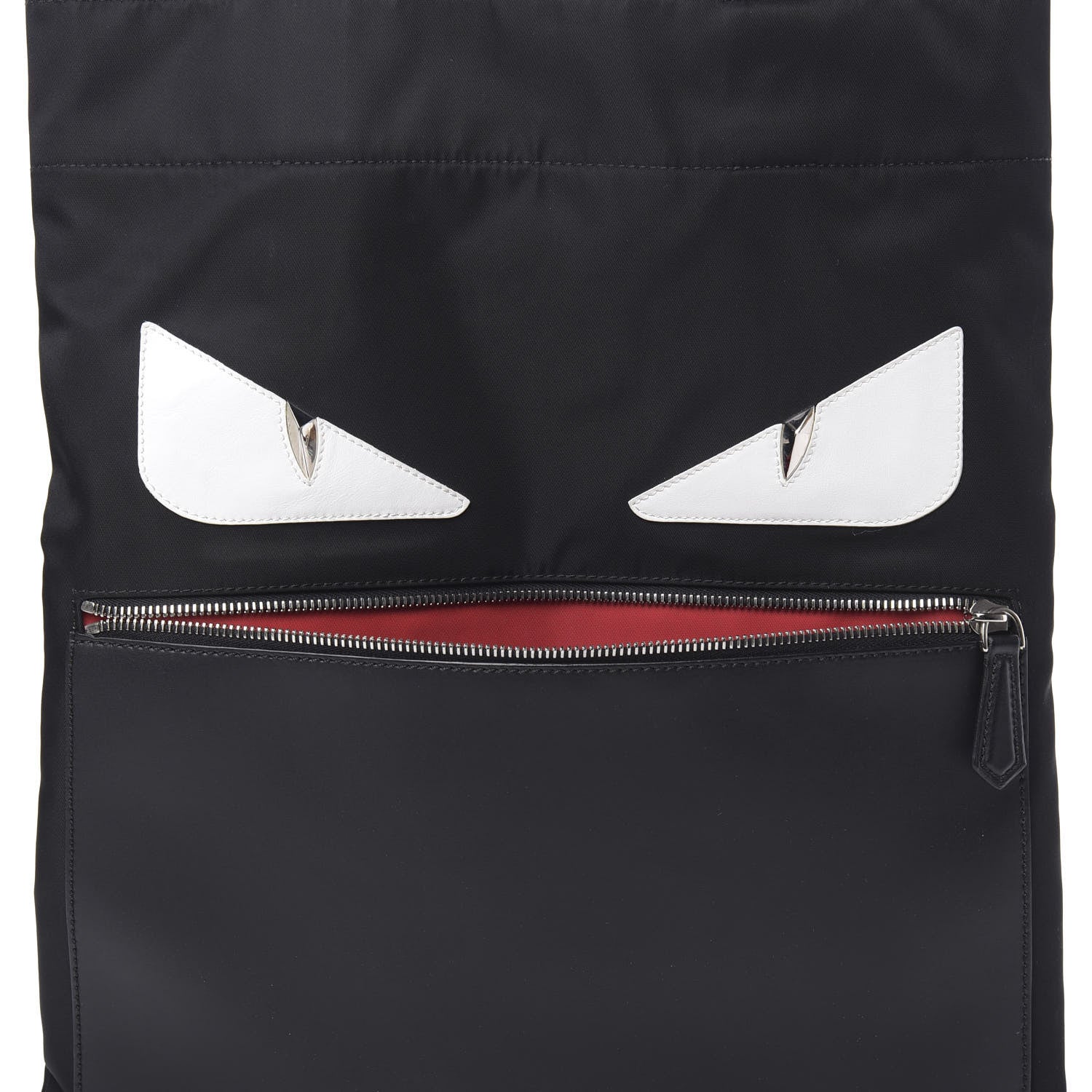 Fendi Nylon Vitello Liberty Century Monster Eyes Slim Tote Black White 8 of 11