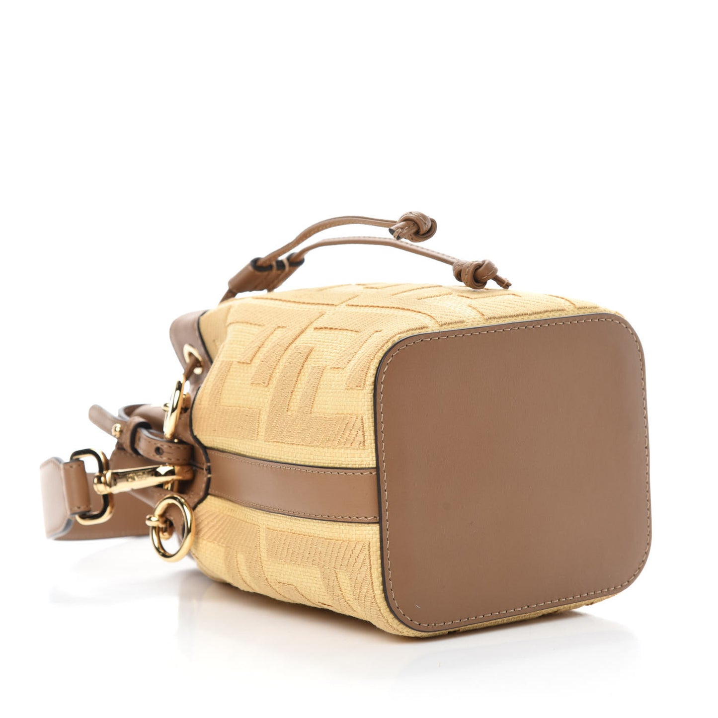 Raffia Vitello King Lucido F is Fendi FF Embroidered Mini Mon Tresor Bucket Bag Grano Sand