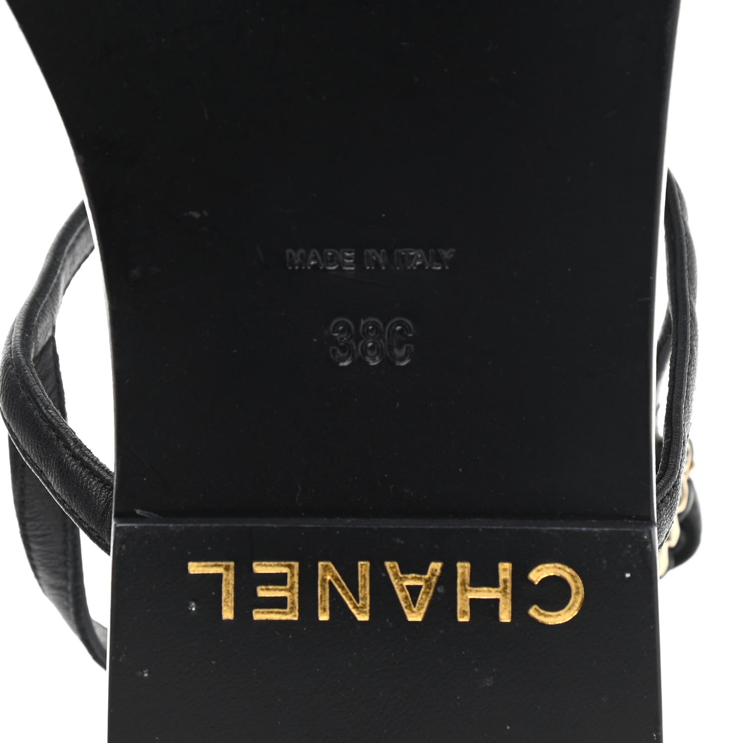 Chanel Lambskin Chain CC Logo Thong Sandals 38 Black 6 of 10