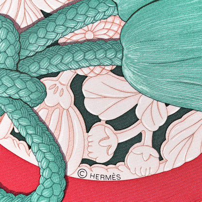 Hermes Silk Parures de Samouraïs Scarf 90 Framboise Red Rose Poudre 4 of 4