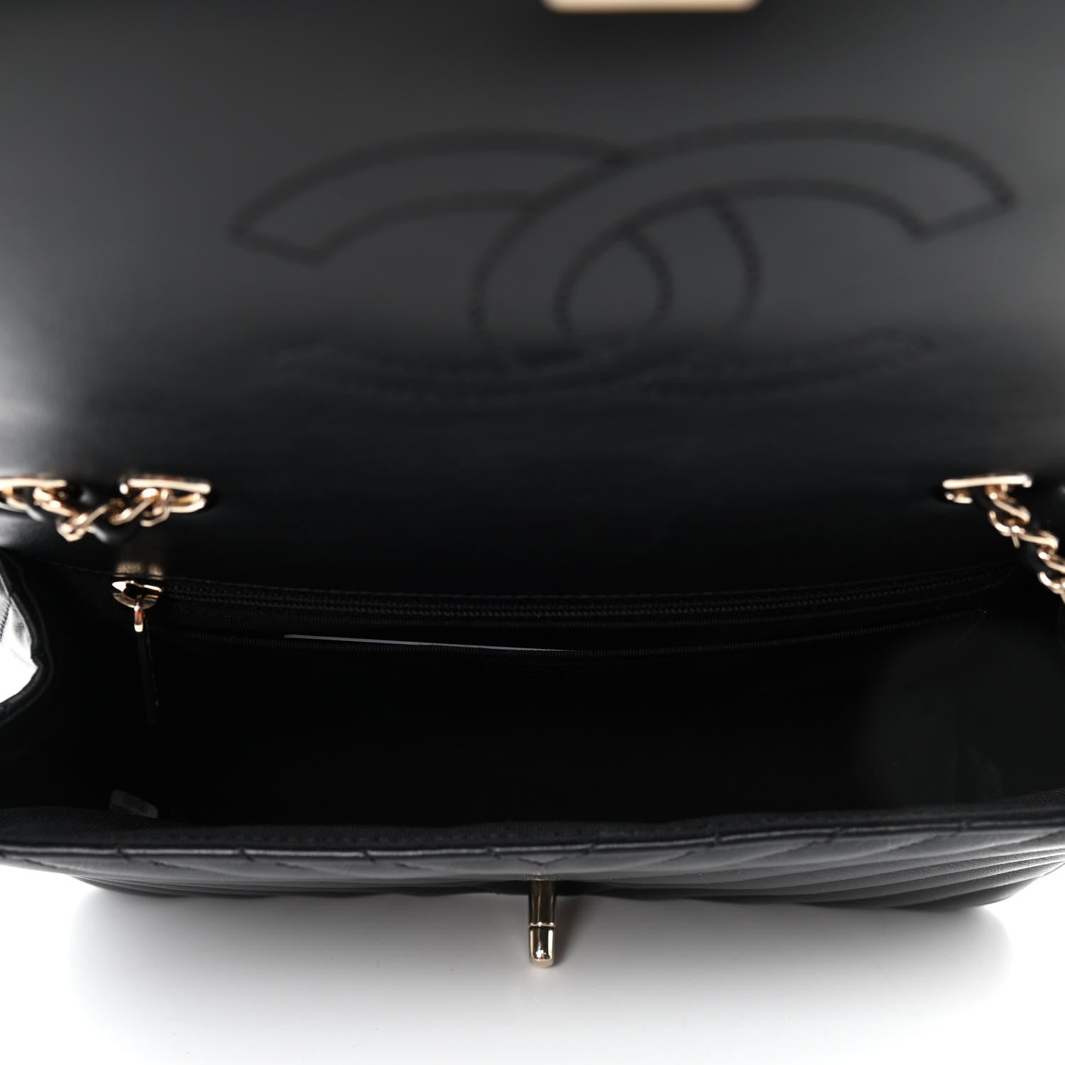 Chanel Calfskin Chevron Quilted Small Statement Flap Black 4 of 4