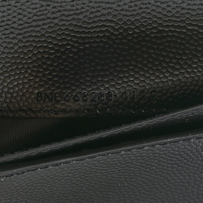 Saint Laurent Grain De Poudre Matelasse Chevron Monogram Monochrome Compact Zip Around Wallet Black 7 of 7
