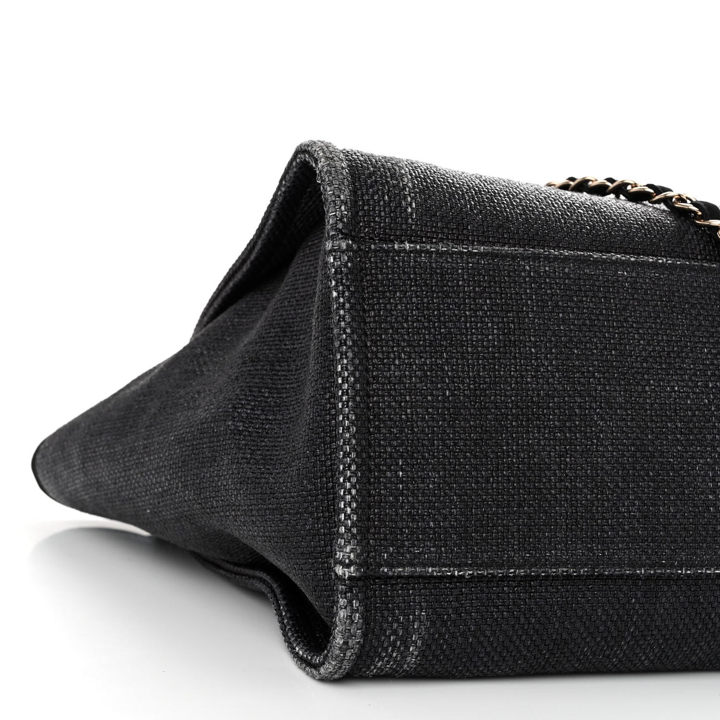 Woven Straw Raffia Large Deauville Tote Black