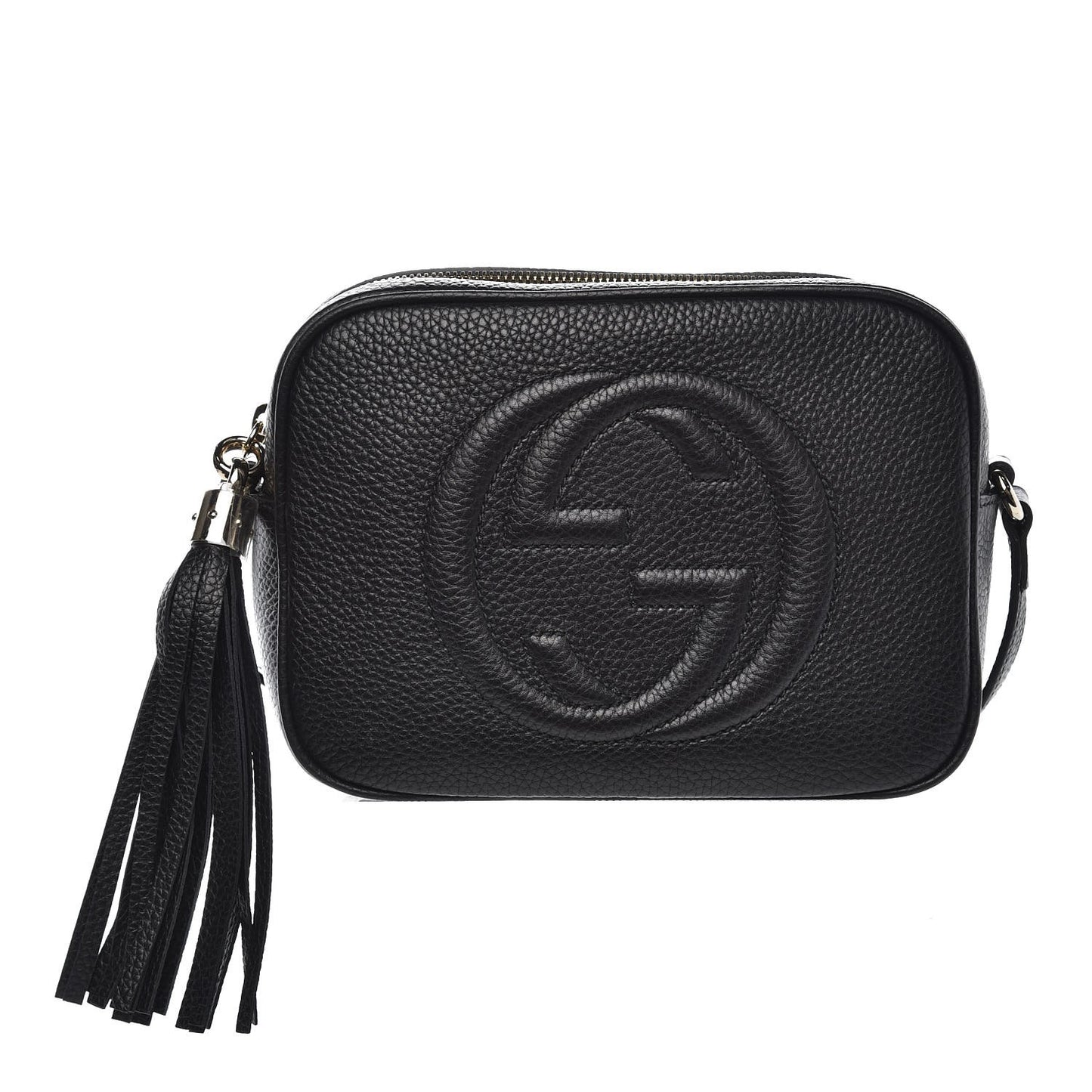 Pebbled Calfskin Small Soho Disco Bag Black