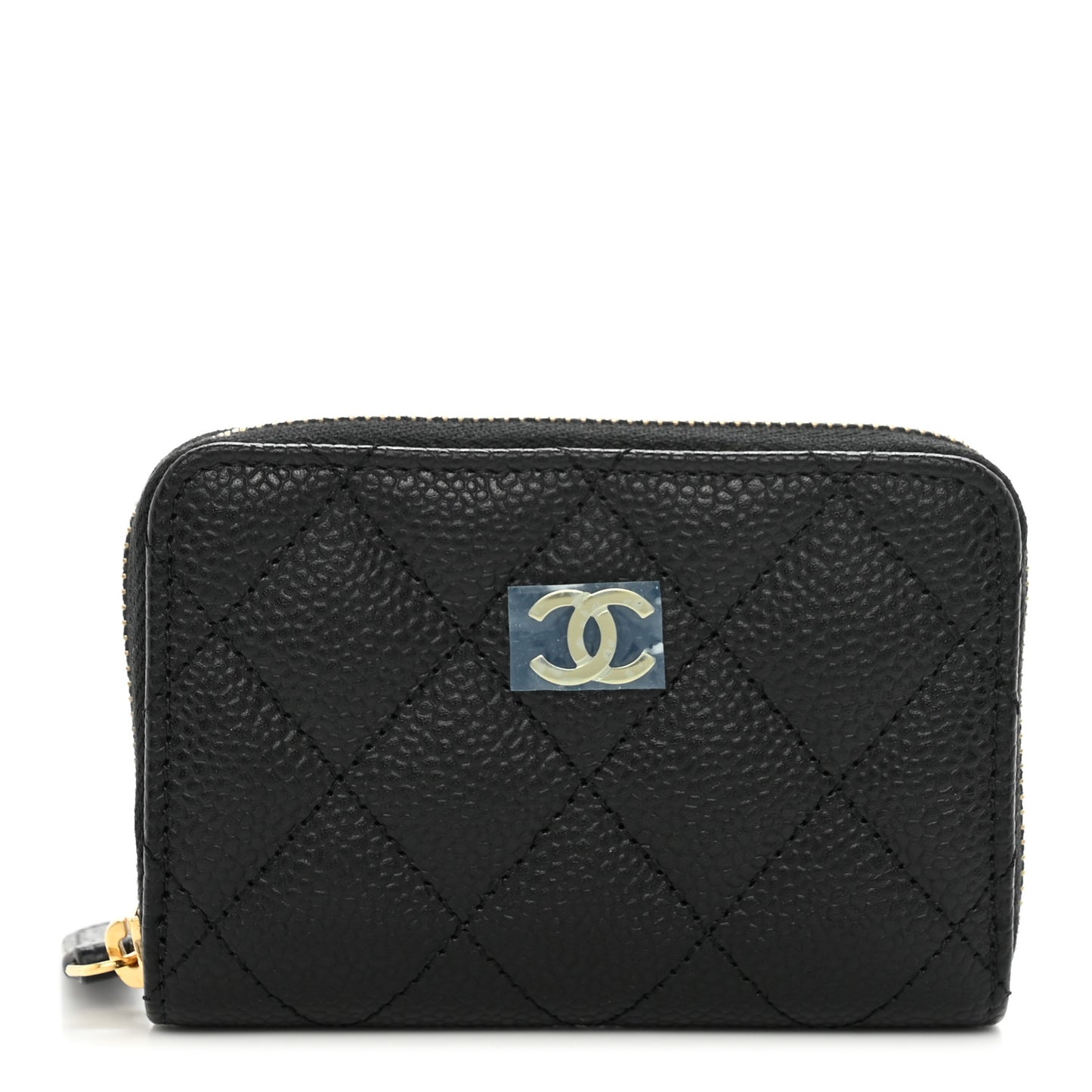 Caviar Quilted Zip Coin Purse Black