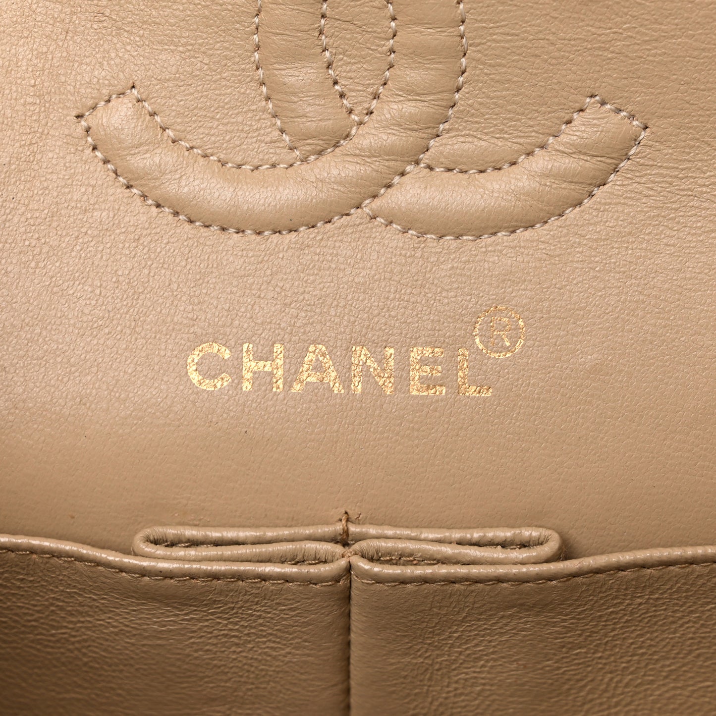 Lambskin Quilted Small Double Flap Beige