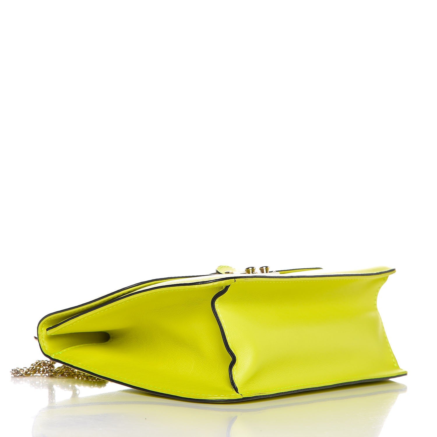 Valentino Garavani Vitello Large Glam Lock Rockstud Flap Yellow Fluo 4 of 17