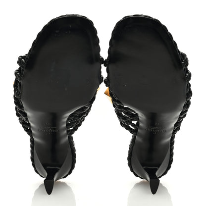 Valentino Garavani Nappa Woven Roman Stud 65mm Mule Sandals 37 Black 5 of 7