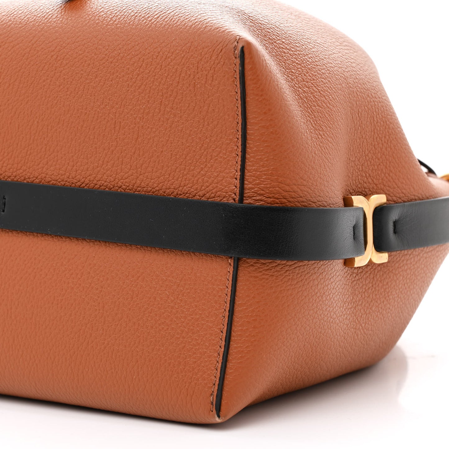 Grained Calfskin Marcie Bucket Bag Tan