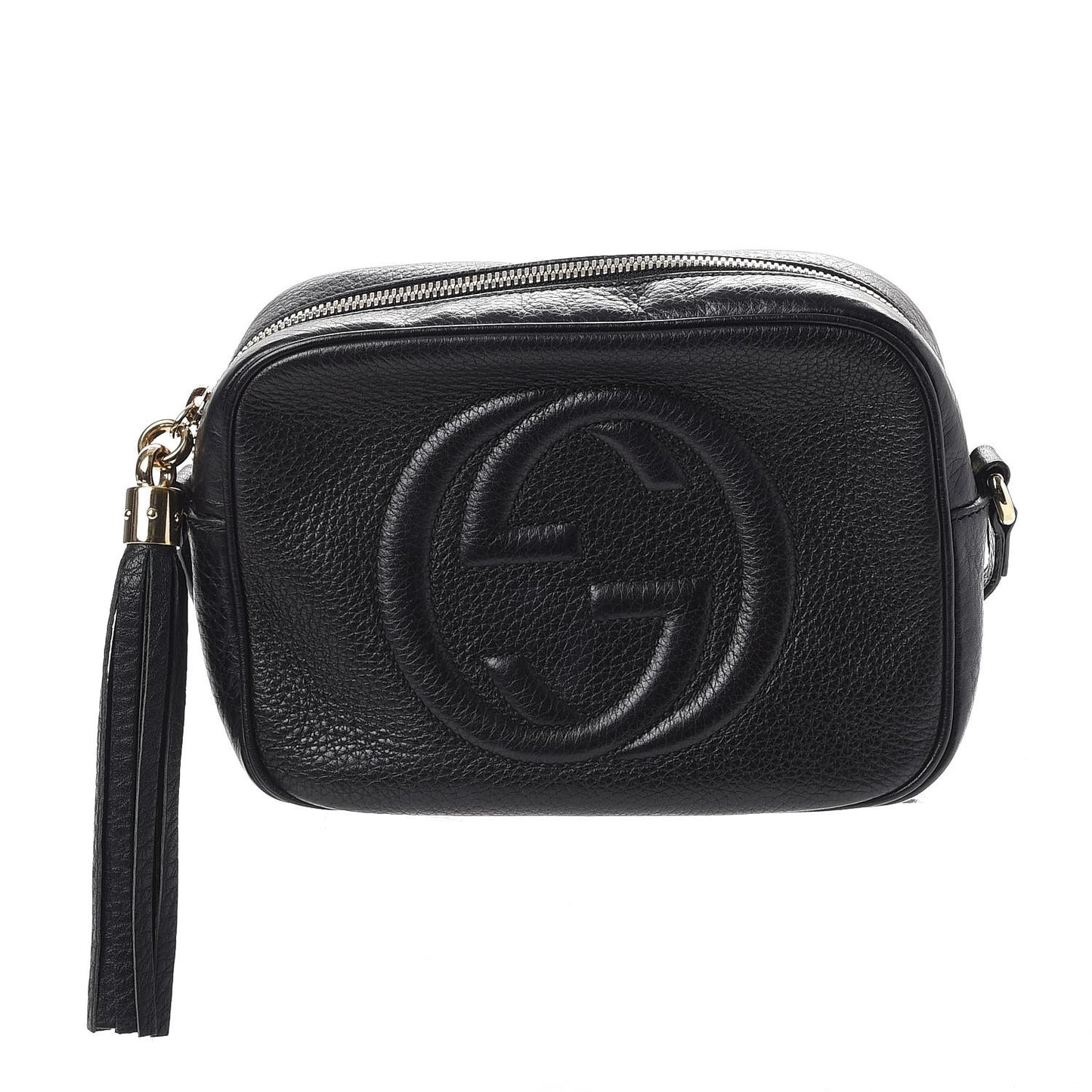 Pebbled Calfskin Small Soho Disco Bag Black