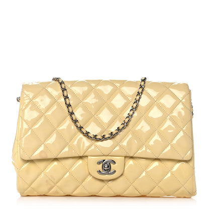 Chanel Patent Quilted Clutch With Chain Flap Beige 1 of 11