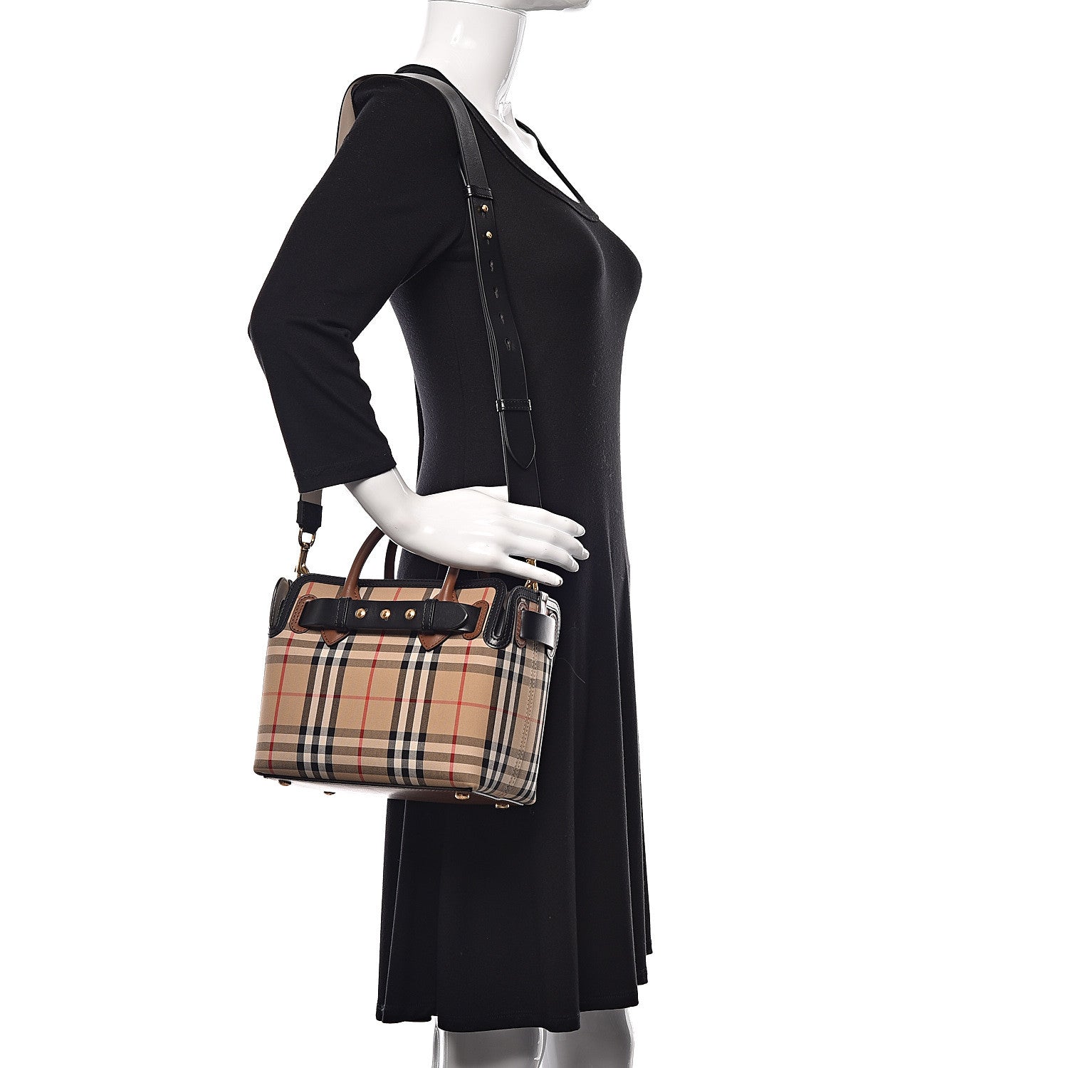 Burberry Calfskin Vintage Check Triple Stud Mini Belt Bag Archive Beige 2 of 9