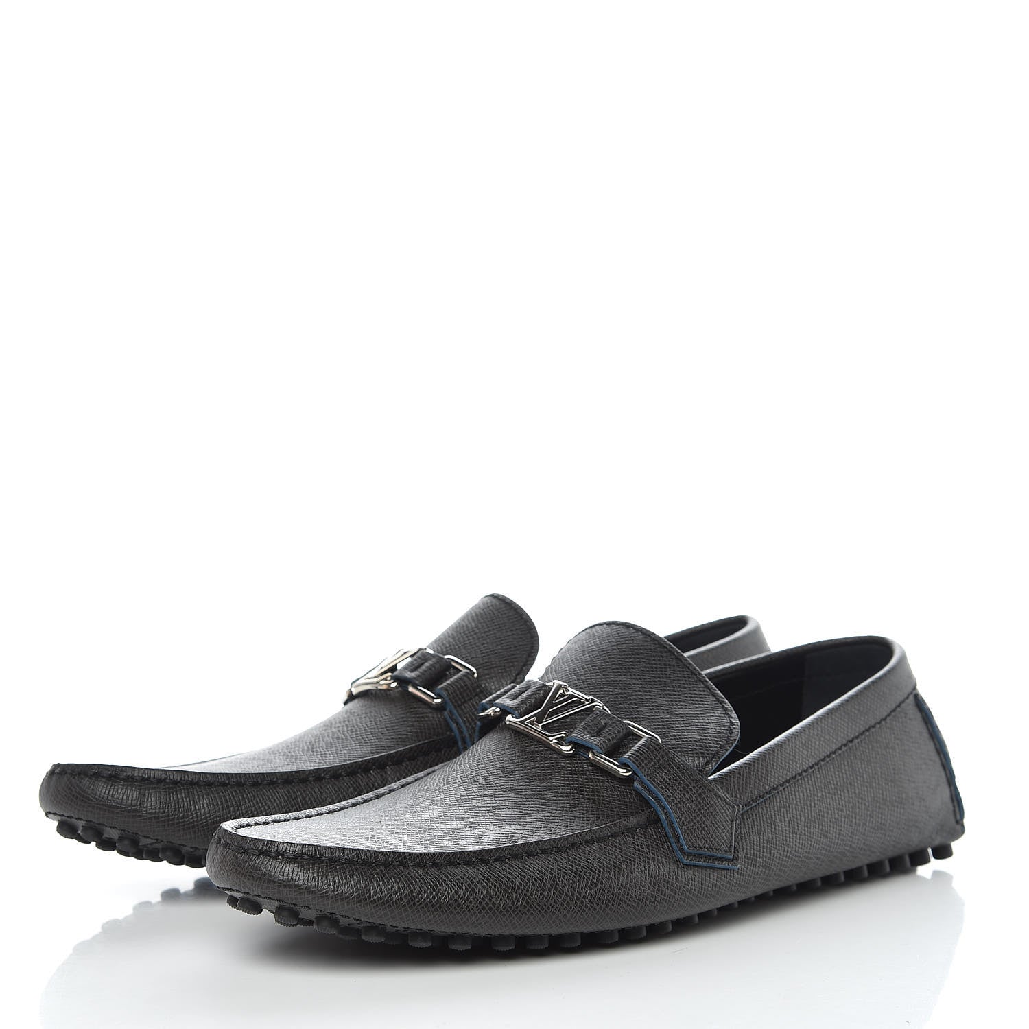 Louis Vuitton Taiga Mens Hockenheim Moccasin Loafers 10.5 Ardoise 3 of 9