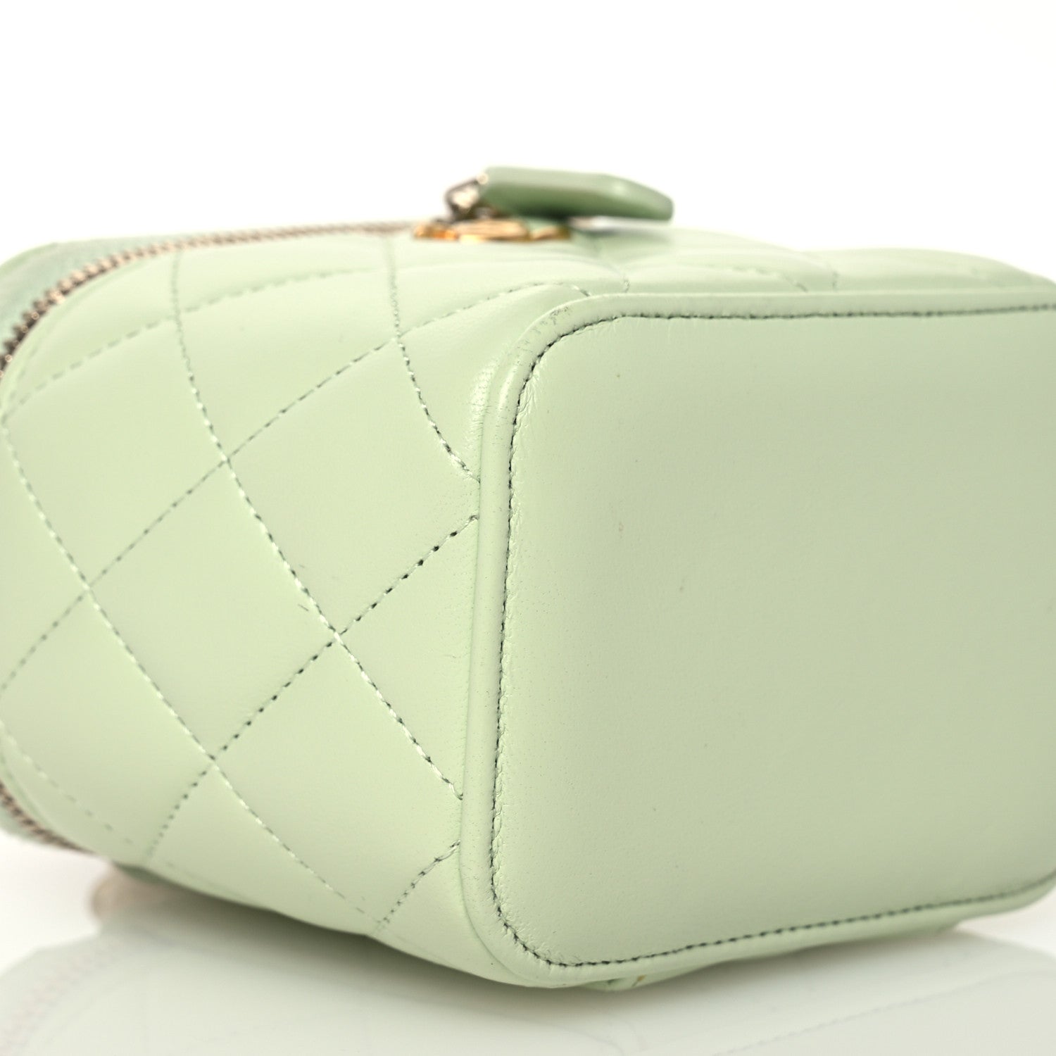 Chanel Lambskin Quilted Pearl Crush Mini Vanity Case With Chain Light Green 9 of 16