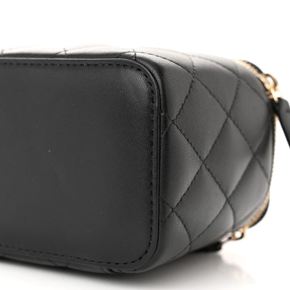 Chanel Lambskin Quilted Small Top Handle Vanity Case With Chain Black 10 of 13