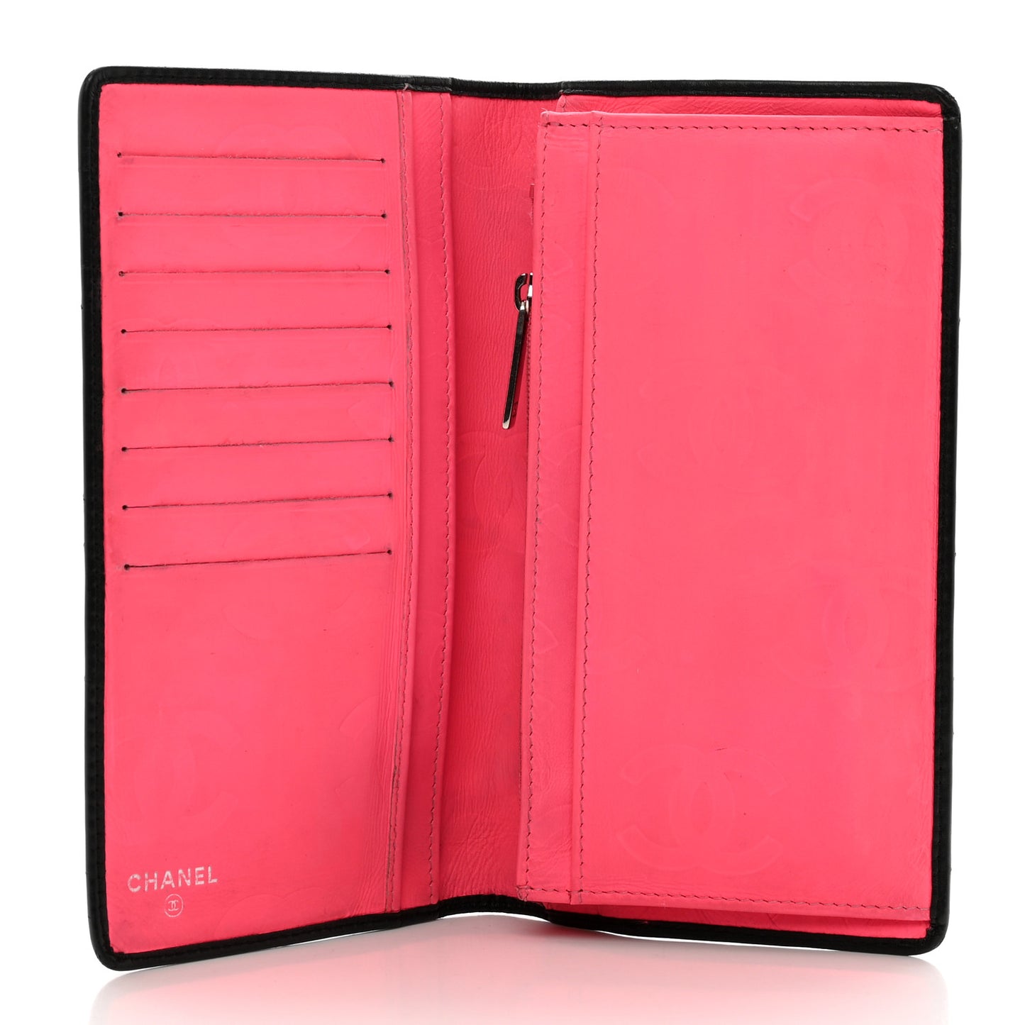 Calfskin Quilted Cambon Yen Wallet Black