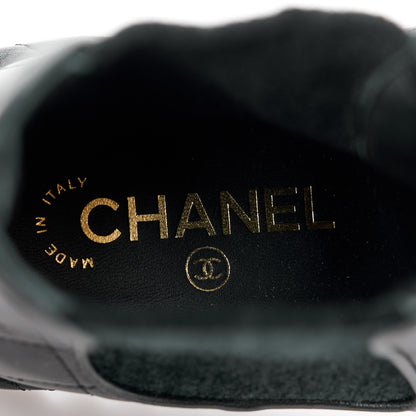 Chanel Lambskin Patent CC Cap Toe Quilted Short Platform Boots 37 Black 7 of 8