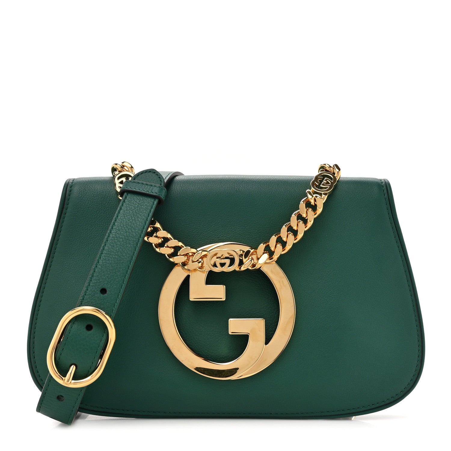 Gucci Roxy Calfskin Blondie Chain Shoulder Flap Bag Emerald