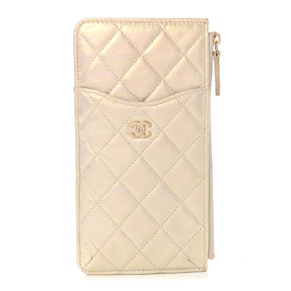 Chanel Iridescent Lambskin Quilted Classic Flat Wallet Pouch Ivory 1 of 7