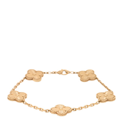 Van Cleef & Arpels 18K Yellow Gold 5 Motifs Guilloche Vintage Alhambra Bracelet 1 of 4