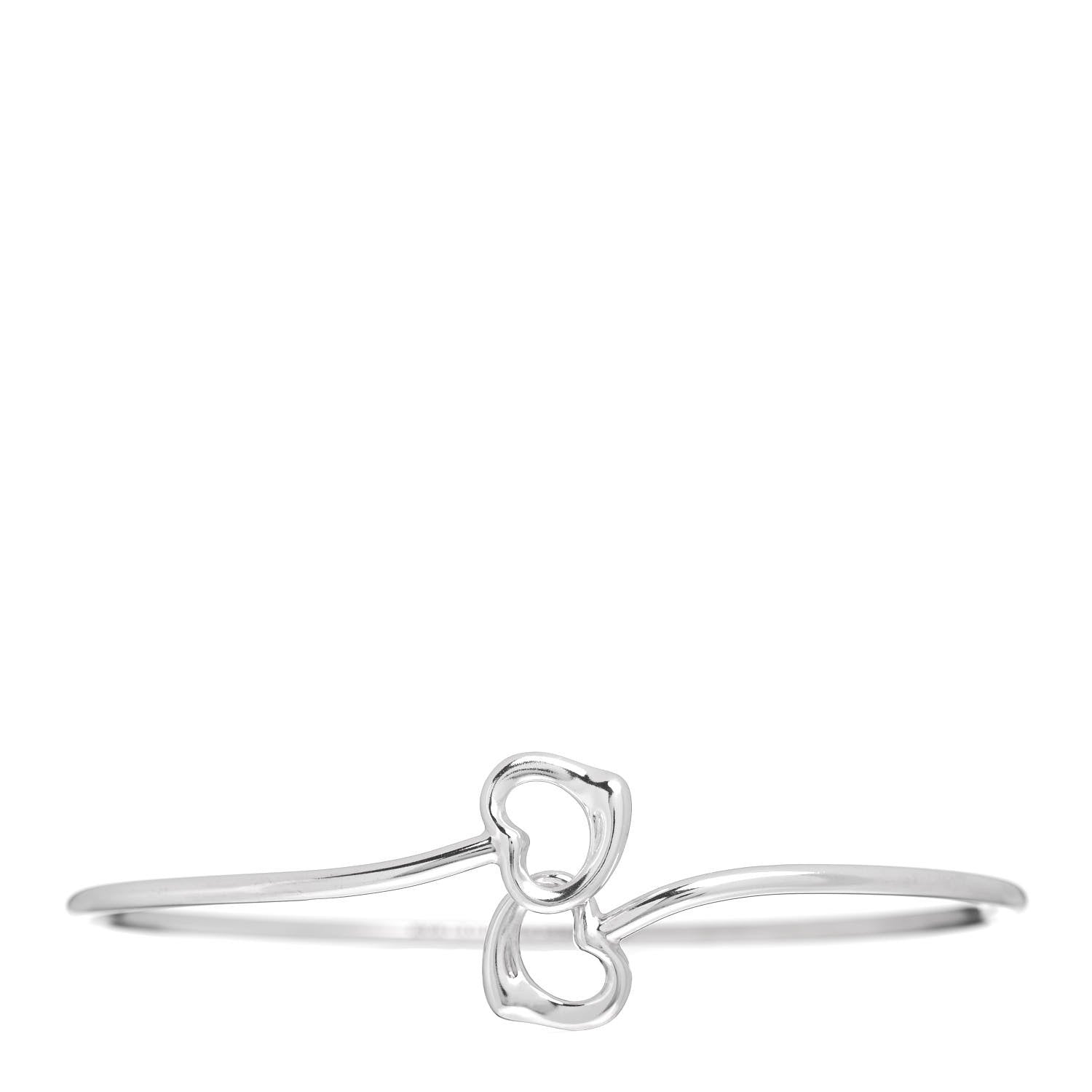 Tiffany Sterling Silver Elsa Peretti Double Open Heart Bangle Bracelet 1 of 4