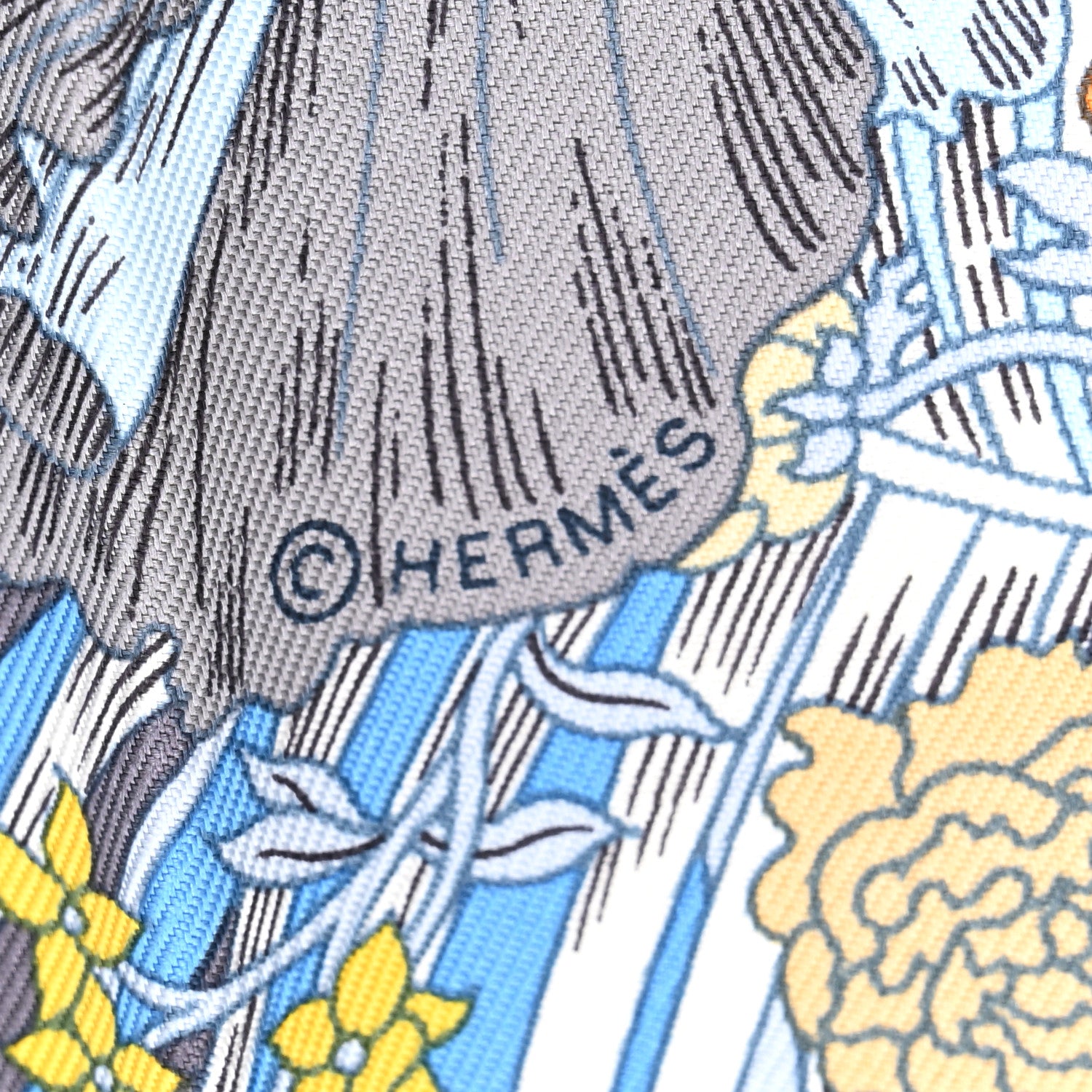 Hermes Silk Robe Legere Scarf 45 Bleu Orange Jaune 2 of 3